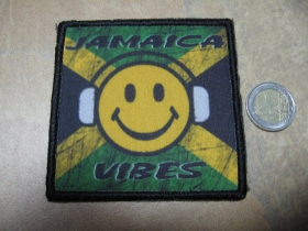 Jamaica Vibes ofsetová nášivka po krajoch obšívaná cca. 9x9cm 