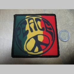 Rasta Peace ofsetová nášivka po krajoch obšívaná cca. 9x9cm 