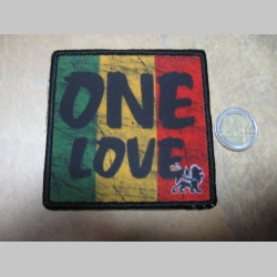 One Love Rasta ofsetová nášivka po krajoch obšívaná cca. 9x9cm 