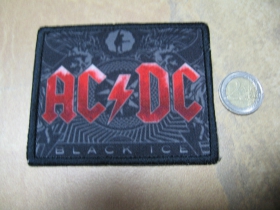 AC/DC  ofsetová nášivka po krajoch obšívaná cca. 9x9cm 