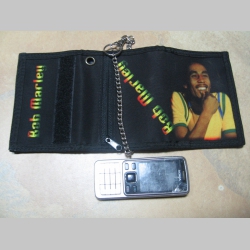 Bob Marley, hrubá pevná textilná peňaženka s retiazkou a karabínkou