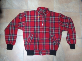 Pánsky aj dámsky Harrington TARTAN červenočierne károvanie z vonkajsej strany 65%polyester 35%viskóza