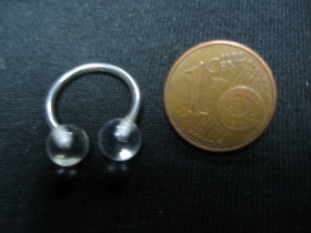 Piercing "čerešňa" s akrylovými guličkami, celkový priemer 15mm, hrúbka tyčky 1,5mm