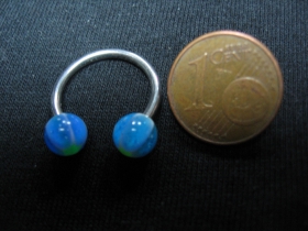 Piercing "čerešňa" s akrylovými guličkami, celkový priemer 18mm, hrúbka tyčky 1mm