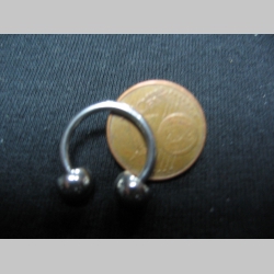 Piercing "čerešňa" so zrazenými oceľovými guličkami, celkový priemer 15mm, hrúbka tyčky 1mm,  priemer guličky 5mm