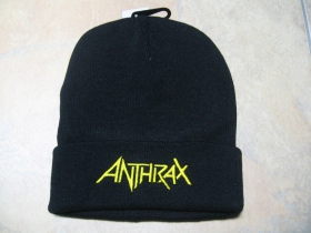 Anthrax, zimná čiapka s vyšívaným logom, čierna 100%akryl (univerzálna veľkosť)