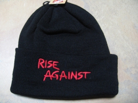 Rise Against, zimná čiapka s vyšívaným logom, čierna 100%akryl (univerzálna veľkosť)