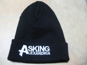 Asking Alexandria, zimná čiapka s tlačeným logom, čierna 100%akryl (univerzálna veľkosť)
