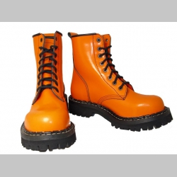 Kožené topánky Steadys, oranžové 8.dierkové s prešívanou oceľovou špičkou 