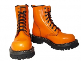 Kožené topánky Steadys, oranžové 8.dierkové s prešívanou oceľovou špičkou 