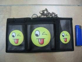 smile čierna pevná textilná peňaženka s retiazkou a karabínkou