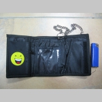 smile čierna pevná textilná peňaženka s retiazkou a karabínkou
