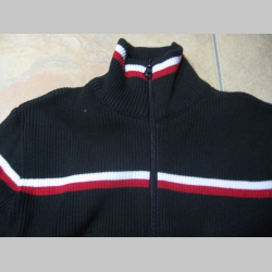 OLD SCHOOL dámsky sveter čierny s bieločerveným pruhom materiál 100% bavlna  veľkosť 38 (S/M)
