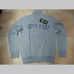 Commando Industries  šedá pánska mikina s pevným kovovým zipsom a vyšívaným logom, materiál 60%bavlna 40% polyester