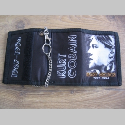 Kurt Cobain Nirvana - hrubá pevná textilná peňaženka s retiazkou a karabínkou