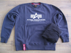 Alpha Industries tmavomodrá mikina bez kapucne s tlačeným logom 80%bavlna 20%polyester 