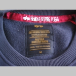 Alpha Industries tmavomodrá mikina bez kapucne s tlačeným logom 80%bavlna 20%polyester 