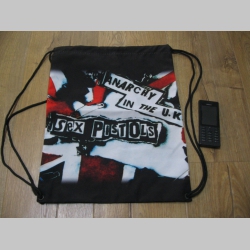 Sex Pistols sťahovacie vrecko ( batôžtek / vak ) s čiernou šnúrkou, materiál 100% polyester rozmery cca. 40 x 32 cm