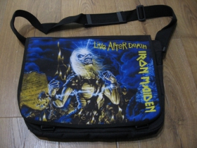 Iron Maiden pevná textilná taška cez plece, nastaviteľný pás  materiál 100%polyester rozmery cca.36x27x10cm  ( vhodná aj pre notebook )