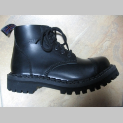 Kožené topánky STEADYS 6.dierkové, čierne s prešívanou oceľovou špičkou (v ponuke sú aj všetky farebné prevedenia ako napríklad u 10.dierkových)