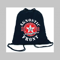 Agnostic Front  ľahké sťahovacie vrecko ( batôžtek / vak ) s čiernou šnúrkou, 100% bavlna 100 g/m2, rozmery cca. 37 x 41 cm