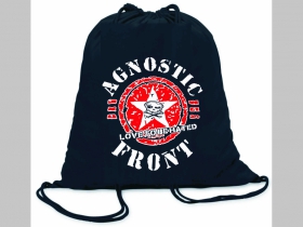 Agnostic Front  ľahké sťahovacie vrecko ( batôžtek / vak ) s čiernou šnúrkou, 100% bavlna 100 g/m2, rozmery cca. 37 x 41 cm