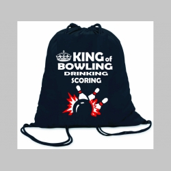 King of Bowling Drinking Scoring ľahké sťahovacie vrecko ( batôžtek / vak ) s čiernou šnúrkou, 100% bavlna 100 g/m2, rozmery cca. 37 x 41 cm