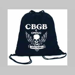 CBGB club legend ľahké sťahovacie vrecko ( batôžtek / vak ) s čiernou šnúrkou, 100% bavlna 100 g/m2, rozmery cca. 37 x 41 cm