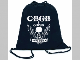 CBGB club legend ľahké sťahovacie vrecko ( batôžtek / vak ) s čiernou šnúrkou, 100% bavlna 100 g/m2, rozmery cca. 37 x 41 cm