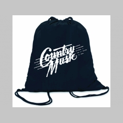 Country Music ľahké sťahovacie vrecko ( batôžtek / vak ) s čiernou šnúrkou, 100% bavlna 100 g/m2, rozmery cca. 37 x 41 cm