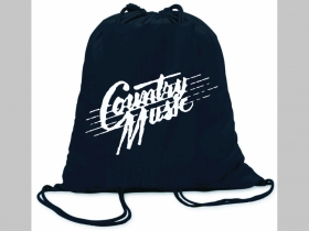 Country Music ľahké sťahovacie vrecko ( batôžtek / vak ) s čiernou šnúrkou, 100% bavlna 100 g/m2, rozmery cca. 37 x 41 cm