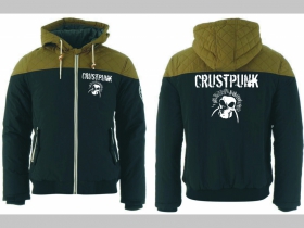 Crust Punk zimná pánska bunda zateplená čierno-olivová s kapucňou