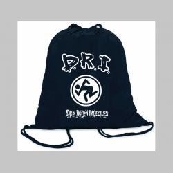 D.R.I.  Dirty Rotten Imbeciles ľahké sťahovacie vrecko ( batôžtek / vak ) s čiernou šnúrkou, 100% bavlna 100 g/m2, rozmery cca. 37 x 41 cm