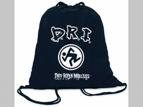 D.R.I.  Dirty Rotten Imbeciles ľahké sťahovacie vrecko ( batôžtek / vak ) s čiernou šnúrkou, 100% bavlna 100 g/m2, rozmery cca. 37 x 41 cm