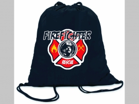 Hasiči - Firefighter ( požiarnik )  ľahké sťahovacie vrecko ( batôžtek / vak ) s čiernou šnúrkou, 100% bavlna 100 g/m2, rozmery cca. 37 x 41 cm