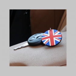 UNION JACK  - Britská vlajka kľúčenka s priemerom 4,5cm materál: guma s kovovým krúžkom a kovovou retiazkov