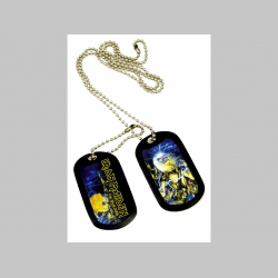 Iron Maiden plastový prívesok na krk "Dog Tag" s dvomi známkami a s dvomi farebnými motívmi 