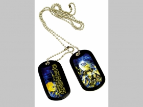 Iron Maiden plastový prívesok na krk "Dog Tag" s dvomi známkami a s dvomi farebnými motívmi 