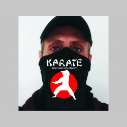 Karate - Sport and Phylosophy čierna univerzálna elastická multifunkčná šatka vhodná na prekritie úst a nosa aj na turistiku pre chladenie krku v horúcom počasí