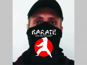 Karate - Sport and Phylosophy čierna univerzálna elastická multifunkčná šatka vhodná na prekritie úst a nosa aj na turistiku pre chladenie krku v horúcom počasí