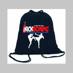 Kick Boxing a Way of Life....ľahké sťahovacie vrecko ( batôžtek / vak ) s čiernou šnúrkou, 100% bavlna 100 g/m2, rozmery cca. 37 x 41 cm