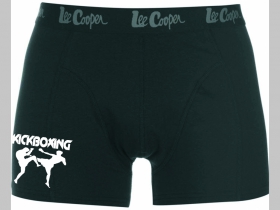 Kick Boxing čierne trenírky BOXER s tlačeným logom, top kvalita 95%bavlna 5%elastan