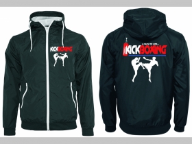 Kick Boxing  šuštiaková bunda čierna materiál povrch:100% nylon, podšívka: 100% polyester, pohodlná,vode a vetru odolná