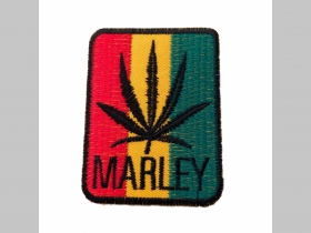 Bob Marley - Ganja - tráva, nažehľovacia vyšívaná nášivka (možnosť nažehliť alebo našiť na odev)  rozmery: 7,5x5,5cm