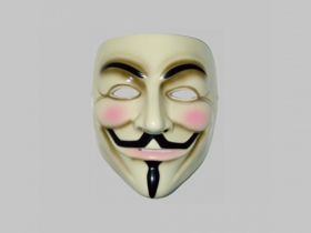 Anonymous, plastová maska v zadu s gumičkou na uchytenie