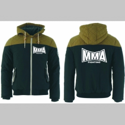 MMA Fighting  zimná pánska bunda zateplená čierno-olivová s kapucňou