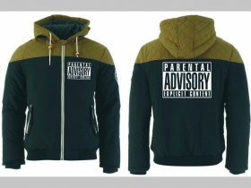 Parental Advisory  zimná pánska bunda zateplená čierno-olivová s kapucňou