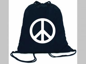 Peace ľahké sťahovacie vrecko ( batôžtek / vak ) s čiernou šnúrkou, 100% bavlna 100 g/m2, rozmery cca. 37 x 41 cm