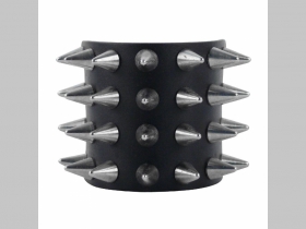 4.radový kožený náramok vybíjaný kovovými chrómovanými špicmi so zapínaním na kovovú pracku (nastaviteľný obvod)