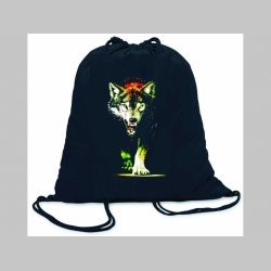 Vlk ľahké sťahovacie vrecko ( batôžtek / vak ) s čiernou šnúrkou, 100% bavlna 100 g/m2, rozmery cca. 37 x 41 cm